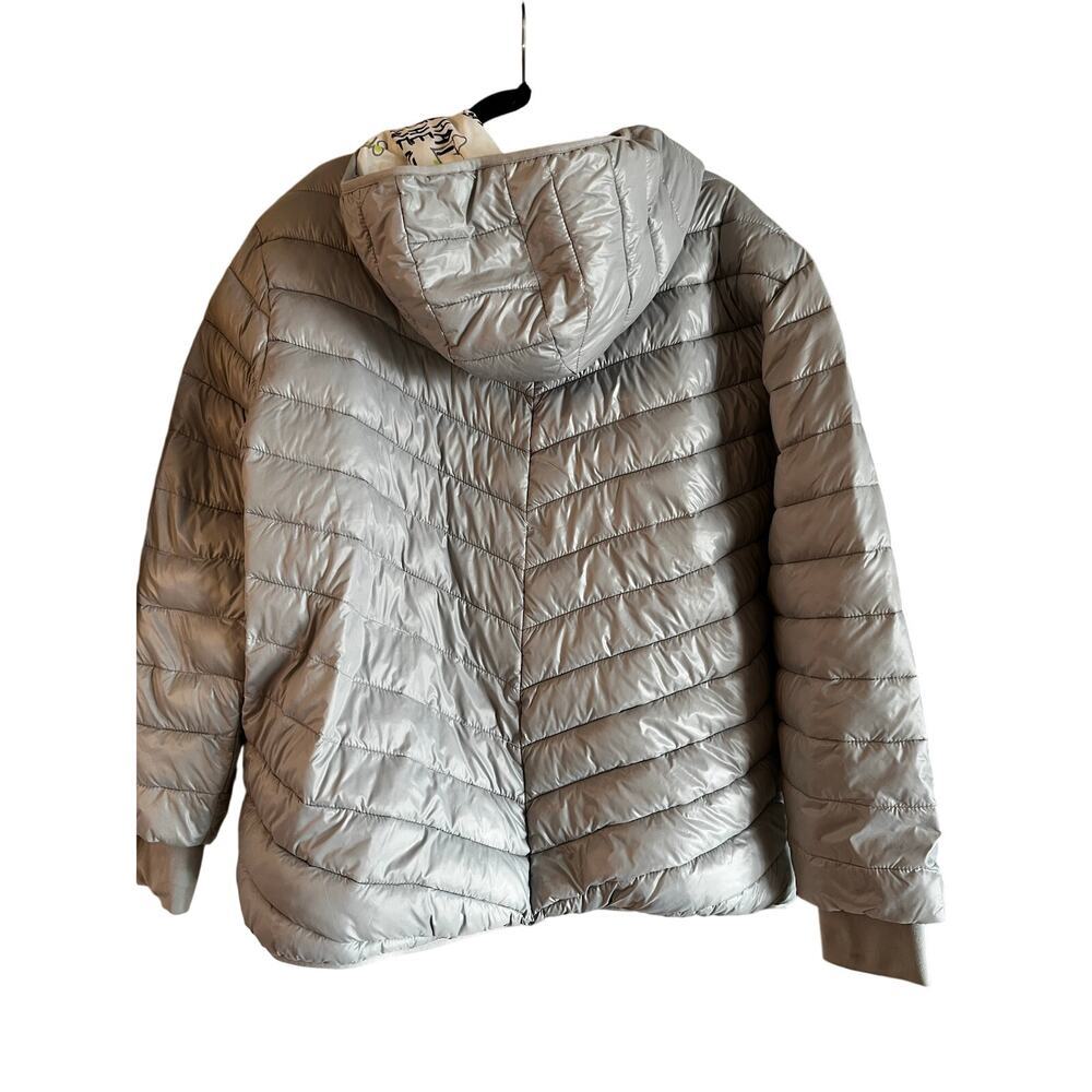 Offline By Aerie Hooded Puffer Jacket Womens Size XL Silver Full Zip Long Sleeve - Picture 4 of 8